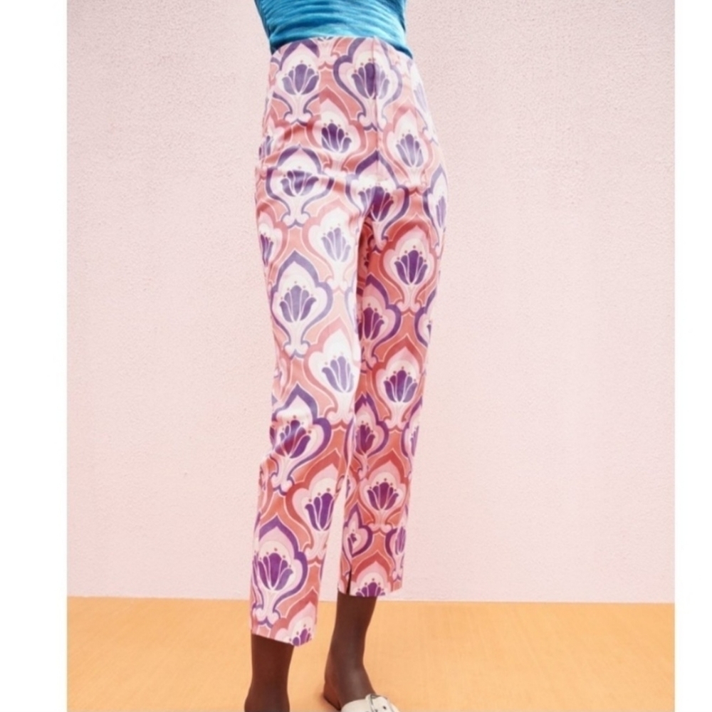ZARA Floral Chino Ankle Trouser Pants Womens Size 10